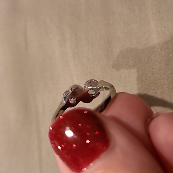 Cubic zirconia double stone stainless steel ring - Picture 7 of 8